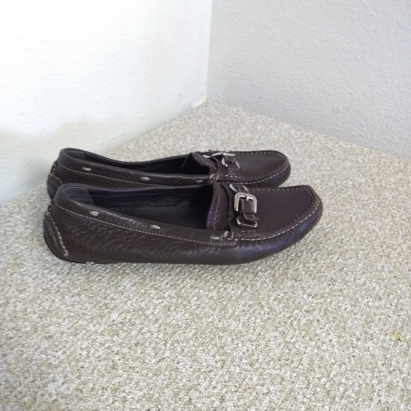 Prada Brown Pebbled Leather Loafers - Picture 1 of 8